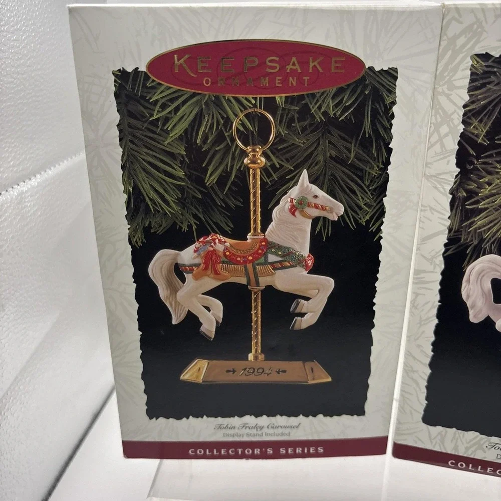 Vtg~Hallmark Ornaments~Tobin Fraley Carousel Horses~Lot of 2~1993 & 1994